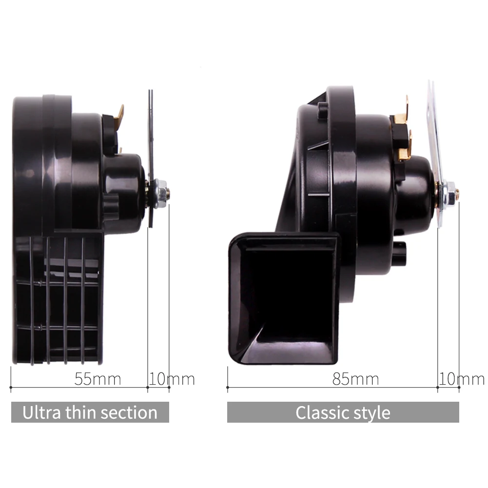FARBIN High/Low Car Horn 12V Ultra Thin Waterproof Snail Horns Loud Dual Tone Air Electric Horn Kit Alarm Signal Car Accessory