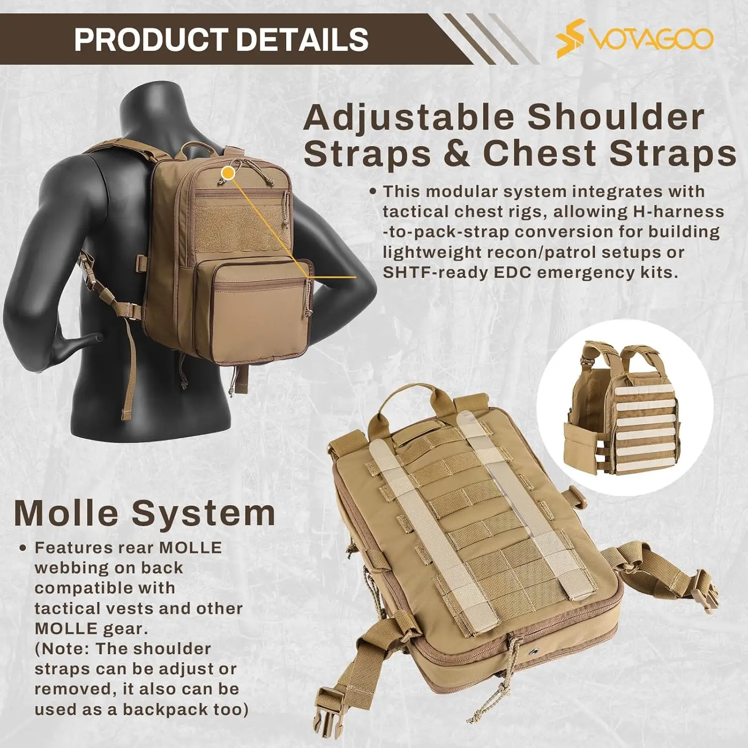 Paquete De Hidratación Táctico Mini Molle, Portador De Hidratación