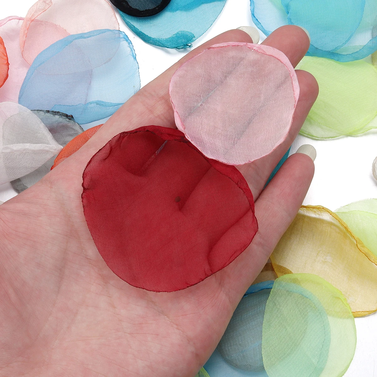 20pcs/lot Chiffon Fabric Flower Petals Multicolour Simulation Rose Flower Petal for Earrings Dress Carft Decoration Accessories