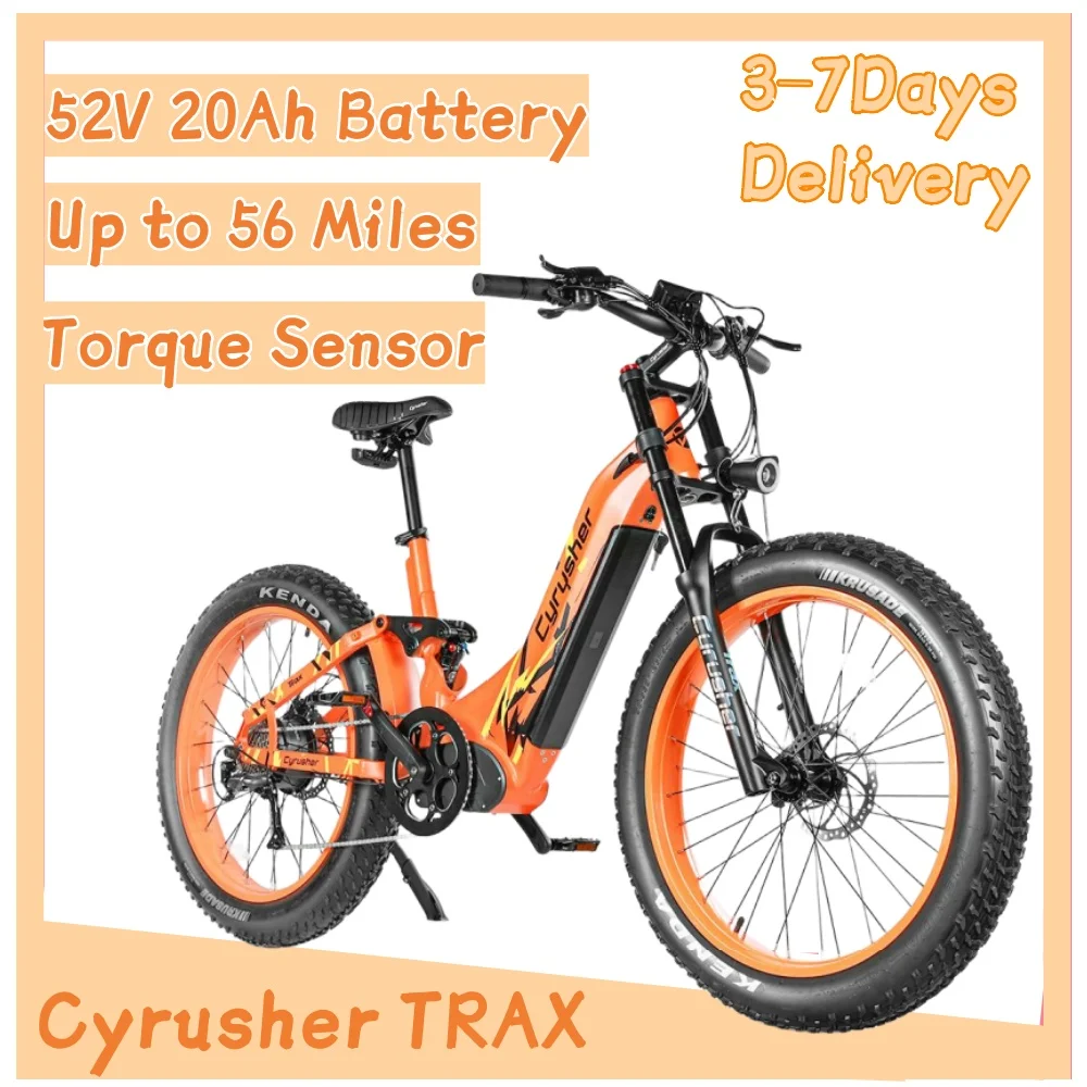 Cyrusher-Vélo électrique tout-terrain hybride Trax, 750W, 52V