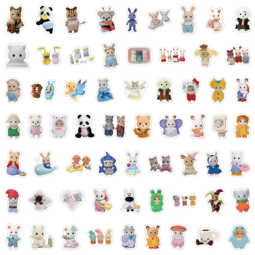 Calico Critters Graffiti Cartoon Stickers 10/30/60/120pcs For DIY Decoration