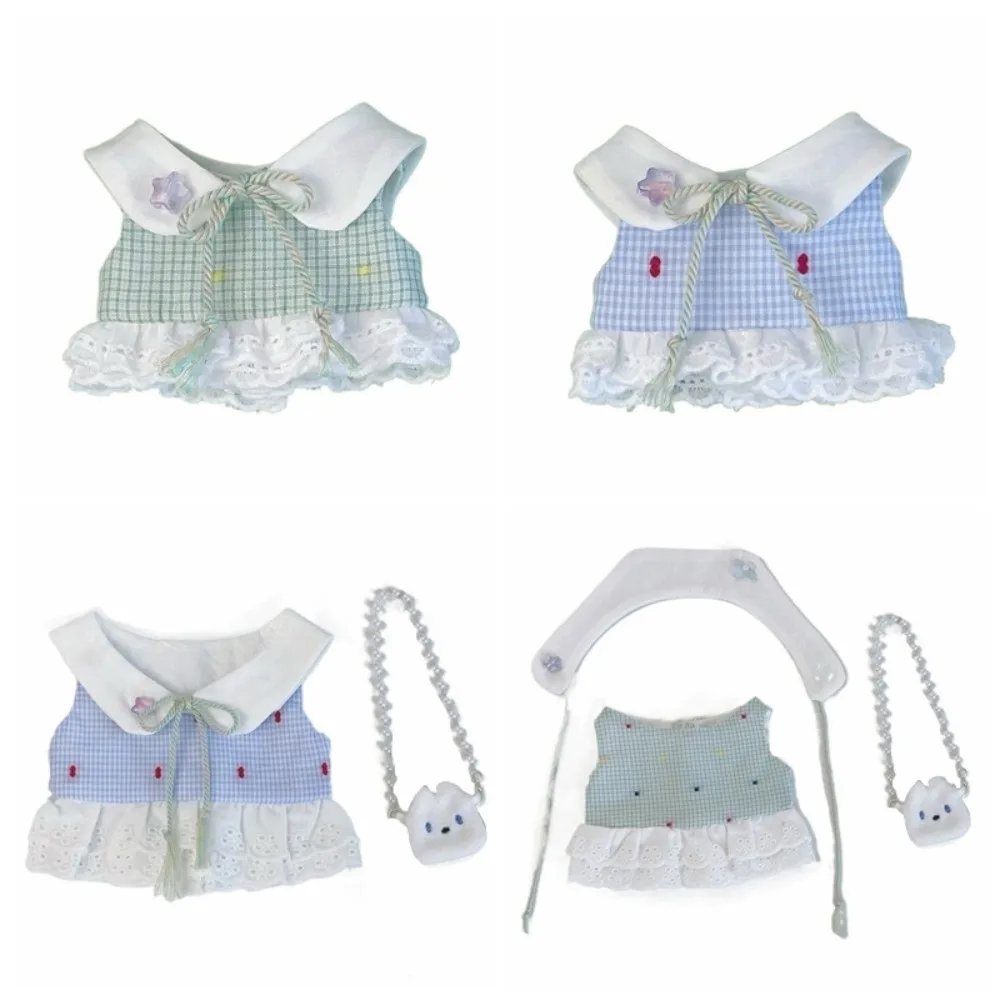 1 set Princess Dress 10/20cm Cotton Doll Clothes Plaid Skirt Fashion 20cm Cotton Doll's Clothes Outfit Cute 10cm Doll Clothes