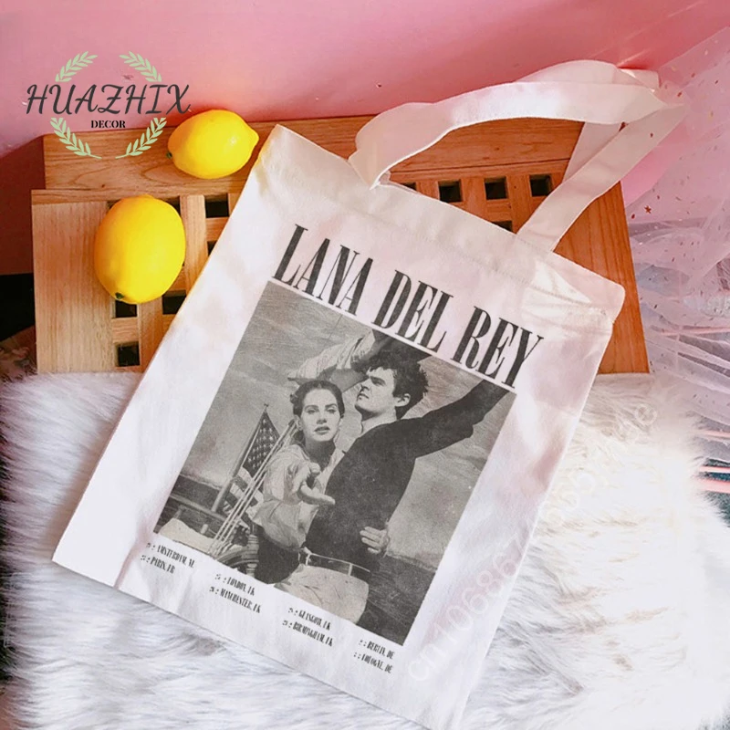 

Lana Del Rey Shopping Bag Women's Handbags Shoulder Bags for Girl Bolsa Grocery Recycle Shopper Sacola Reusable Sac Tissu Gift