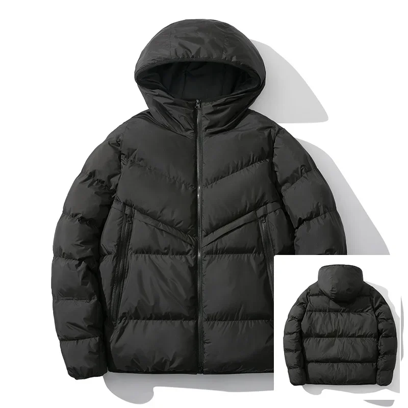 Thickened Cotton Jacket for Men Outdoor Autumn Winter Windproof Warm Hooded Jacket Loose Fashion Bread Style Men's Clothing