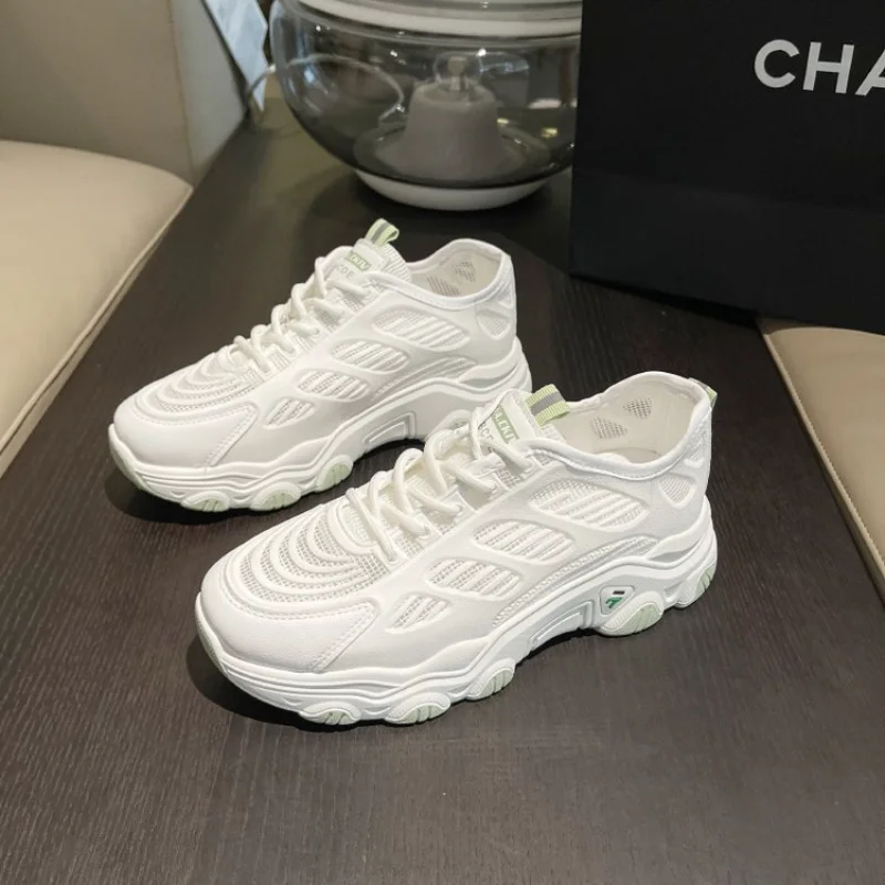 

Туфли женские сетчатые на толстой подошве, Повседневные Дышащие Удобные небольшие белые, модные простые универсальные, лето, 2023new