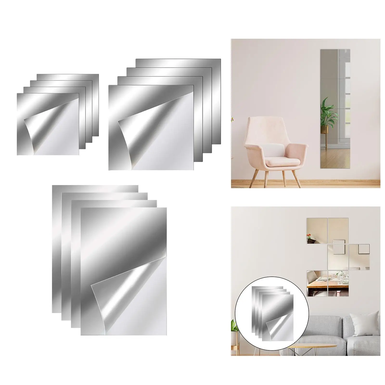 Self Adhesive Acrylic Mirror Tiles Flexible Plastic Mirror Sheets