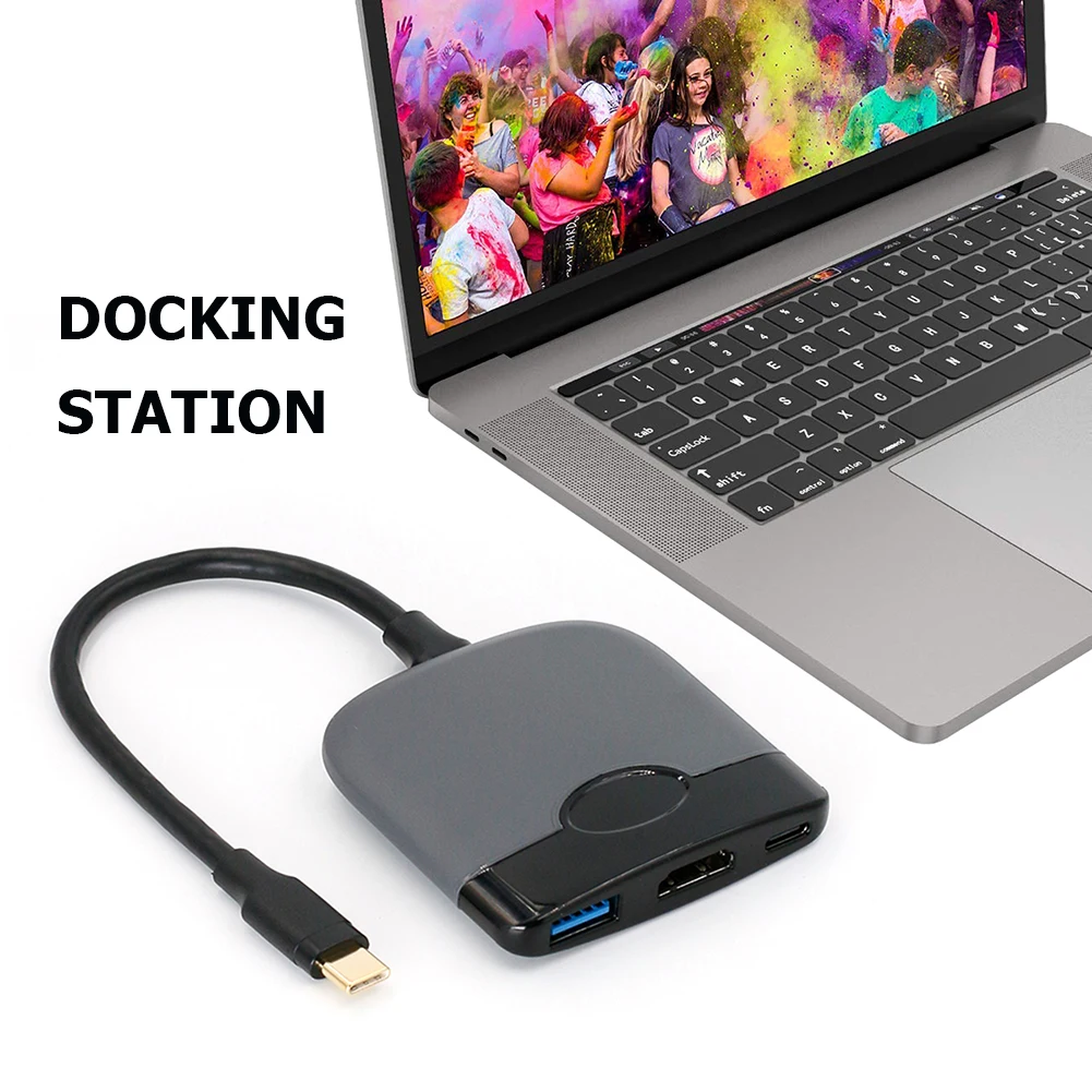 USB-C HDMI 호환 PD USB 3.0 4K 비디오 컨버터, 스위치용 도킹 스테이션