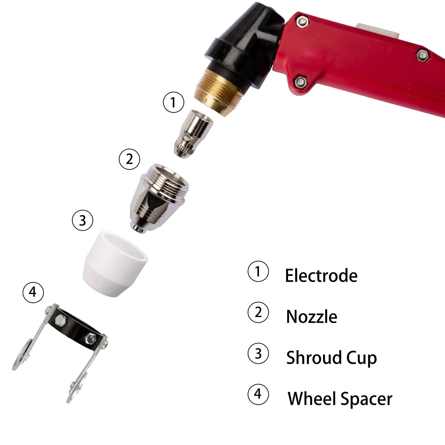 90Pcs P80 Plasma Cutting Electrode Nozzle Plasma Consumable Fit P80 Plasma Cutti