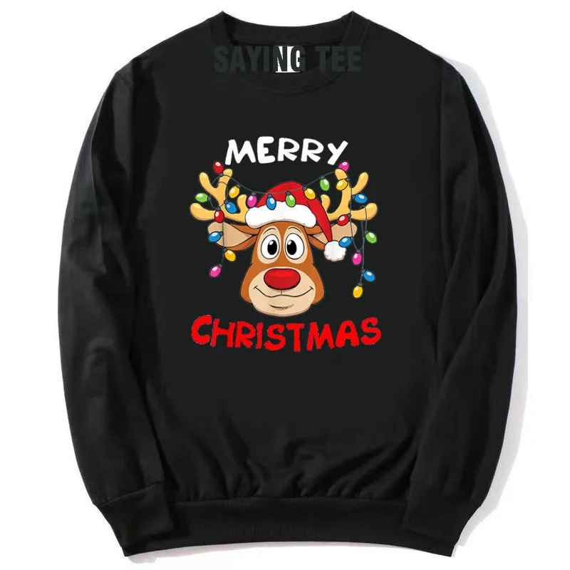 Frohe Weihnachten Rentier Weihnachten Familie Männer Frauen Pullower Sweatshirt niedlichen Langarm T-Shirt Mode Baumwolle Pullover Weihnachts kostüm