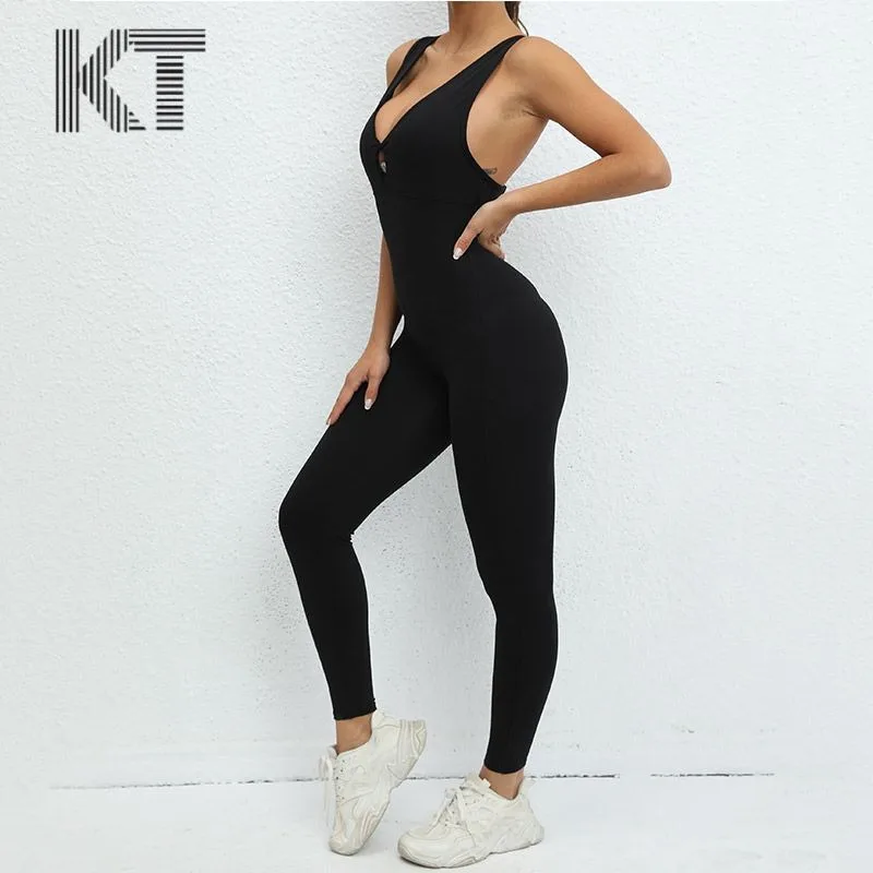 Yoga All-in-one Sexy Exercise Set Quick Drying Moisture Absorption Jumpsuit Training Dance Jumpsuit Women's Fitness Suit one piece sleeveless quick drying jumpsuit for women dance training body fitness new 2023