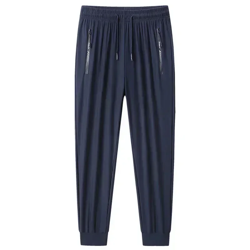 Plus Size 7XL 8XL 9XL Summer Ice Silk Sweatpants Men's High Elastic Gym Joggers Running Quick Drying Sports Pants Men Trousers 2
