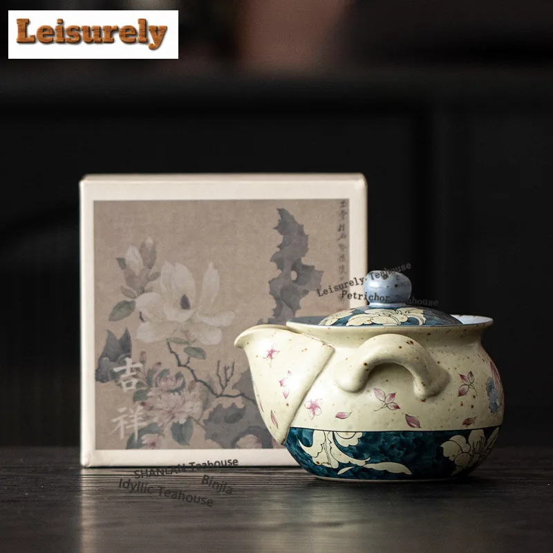 200ML Caramel Glaze Butterfly Lily Vase Teapot Zen Tea Infuser Pot Tea Maker Kettle With Filter Chinese Tea Set Collection Craft