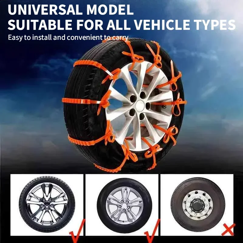 10/20pcs Car Tyre Snow Chains Anti-skid Winter Outdoor Car Tire Wheel Chain Emergency Double Grooves Anti Slip Accessories