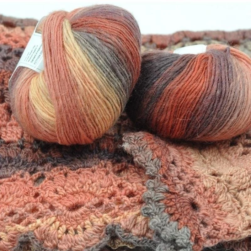 

5 Rolls 50g/ball Worsted Section-dyed Rainbow Yarn 100% Pure Wool Yarn for DIY Hand Knitting Crochet Shawl Scarf Thread