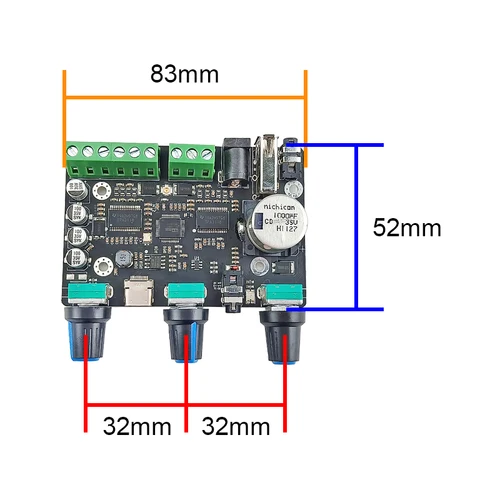 GHXAMP 2.1 블루투스 DSP 전력 증폭기 보드, 3 채널 독립, 31 세그먼트 EQ, 2x30W + 60W 5