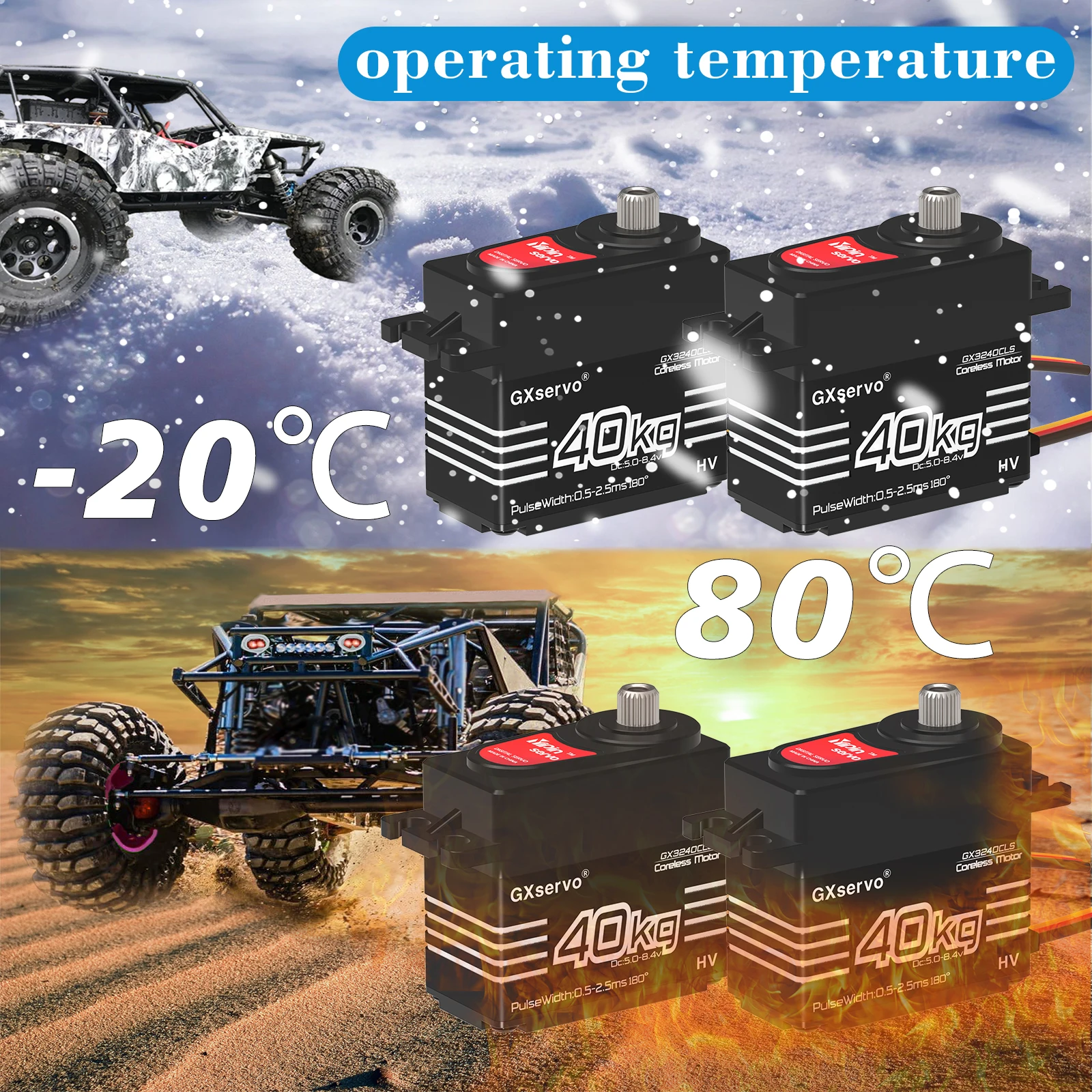 Servomoteur RC étanche 40KG 180° sans noyau 1/2 pièces