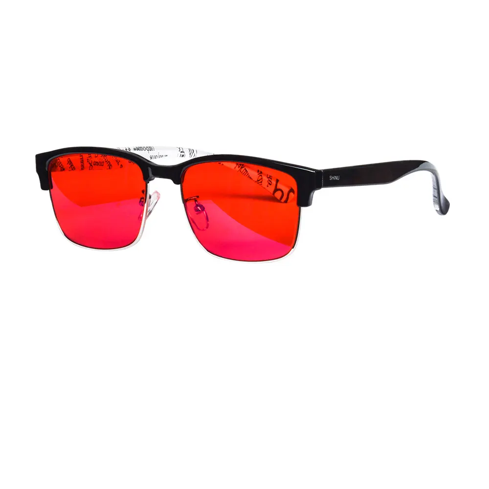 LONGINUS/Red とBlue ２枚セット SHINU Titanium Frame Blue Light Blocking Glasses Men Red