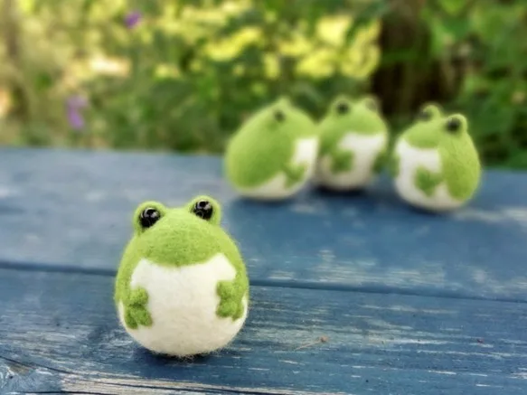 No Finish DIY Kit Cartoon Frog Animal Wool Felt Craft Poke Handmade Needle Wool Kit Toy Doll For Kids Women Beginner Gift