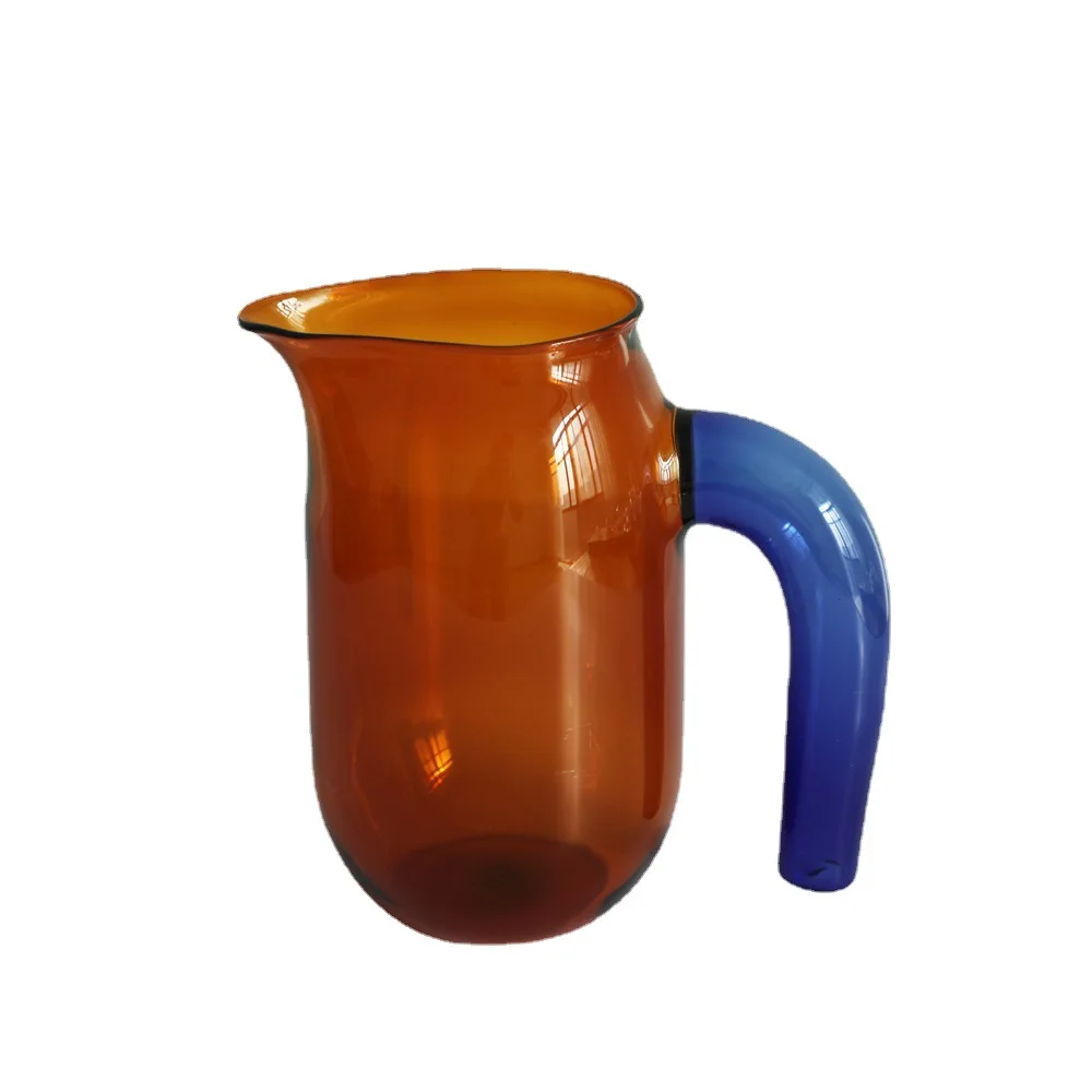 High Borosilicate Colored Glass Coffee Pot Coffee Sharing Pot High Quality Glass Heat Resistant Cups Waterbottle Blue