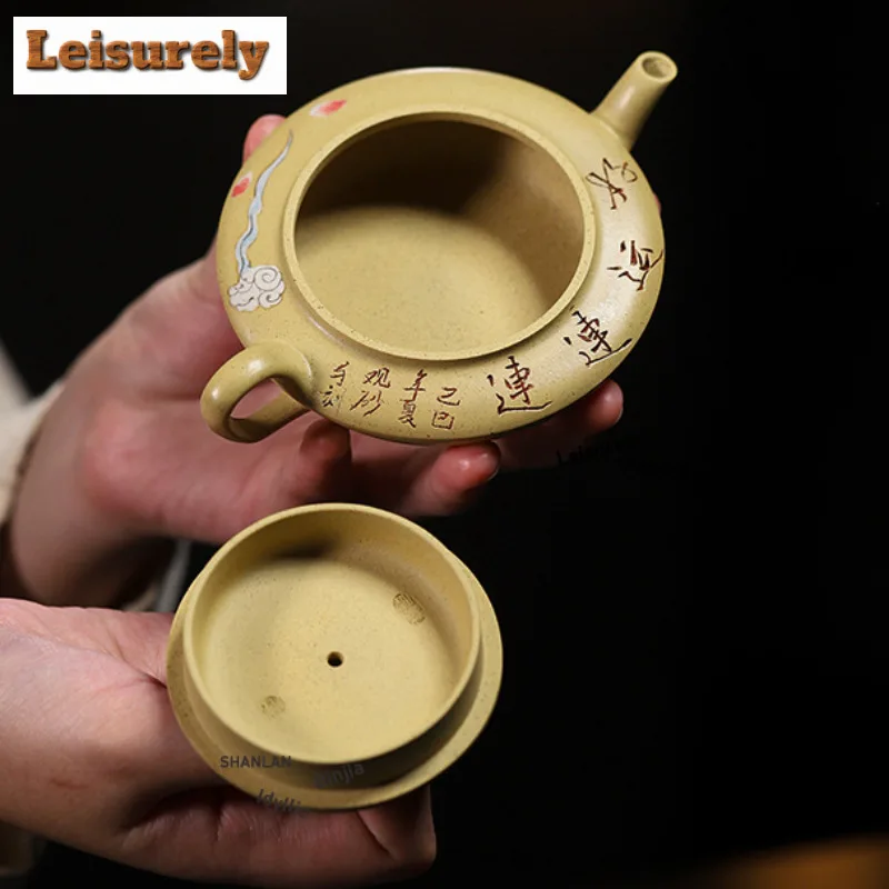 100ml Yixing Purple Clay Teapots Handmade Lotus Pot Raw Ore Motoyama Green Mud Tea Maker Kettle With Filter Zisha Tea Set Gift