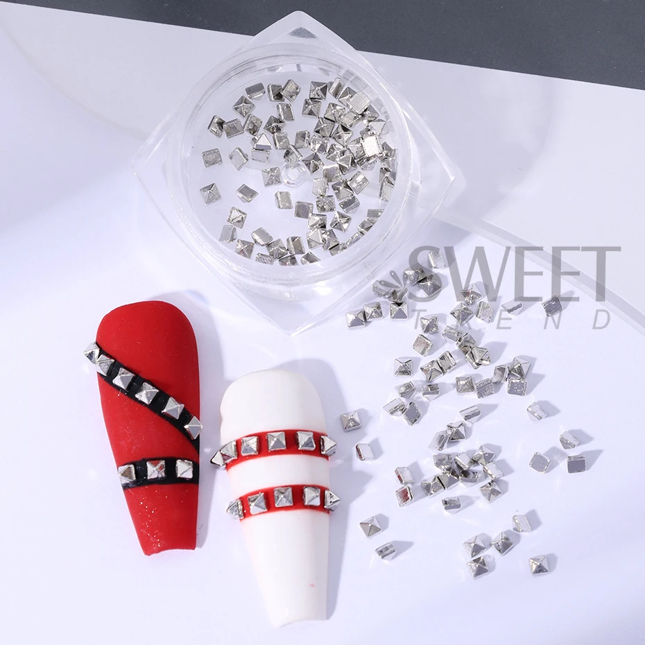 2 Boxes Metal Rivet Nail Art Decoration Gold Silver y2k Rivets Punk Nail Charm Manicure Accessories Alloy Rivet Studs Decoration