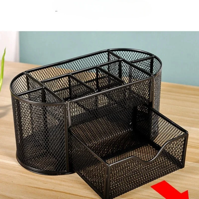 Mesh Desk Organizer Multifunctional Office Desktop Stationery Organizer Drawer Pencil Holder Home Office Supplies