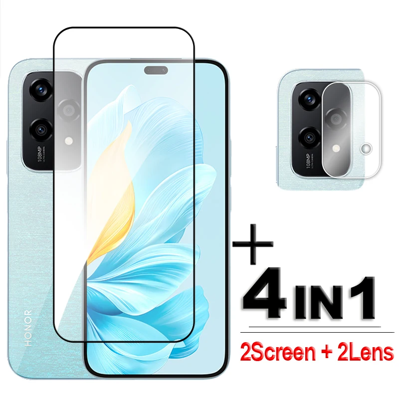 

4in1 For Honor 200 Lite Glass For Honor 200 Lite 5G Tempered Glass 2.5D Full Cover Screen Protector For Honor 200 Lite Lens Film