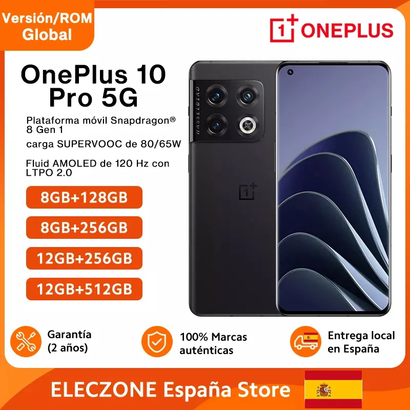 Versión global OnePlus 10 Pro 5G 8/12GB 128/256GB teléfono inteligente 48MP  cámara Hasselblad Snapdragon 8Gen1 6.7 120Hz pantalla AMOLED