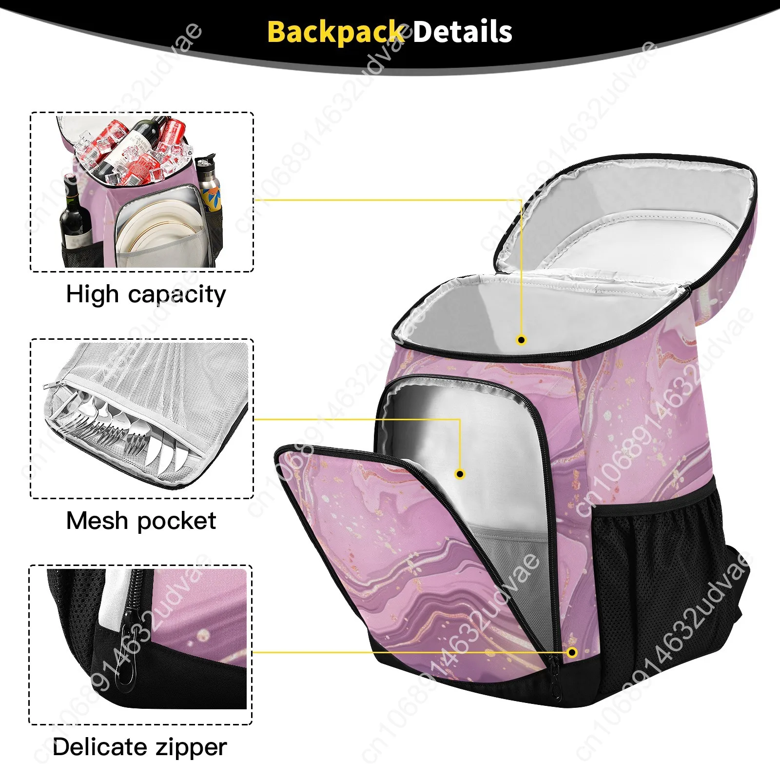 New Refrigerator Bag Large Marble Print Insulated Cooler Backpack Waterproof Thermal Isothermal Fridge Travel Beach Beer Bag