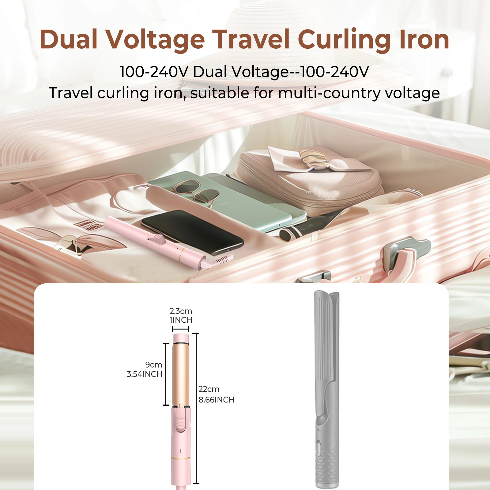 Ceramic Mini 1 inch Curling Iron For Short Hair Small Hair Curler Iron For Travel Dual Voltage Curling Wand