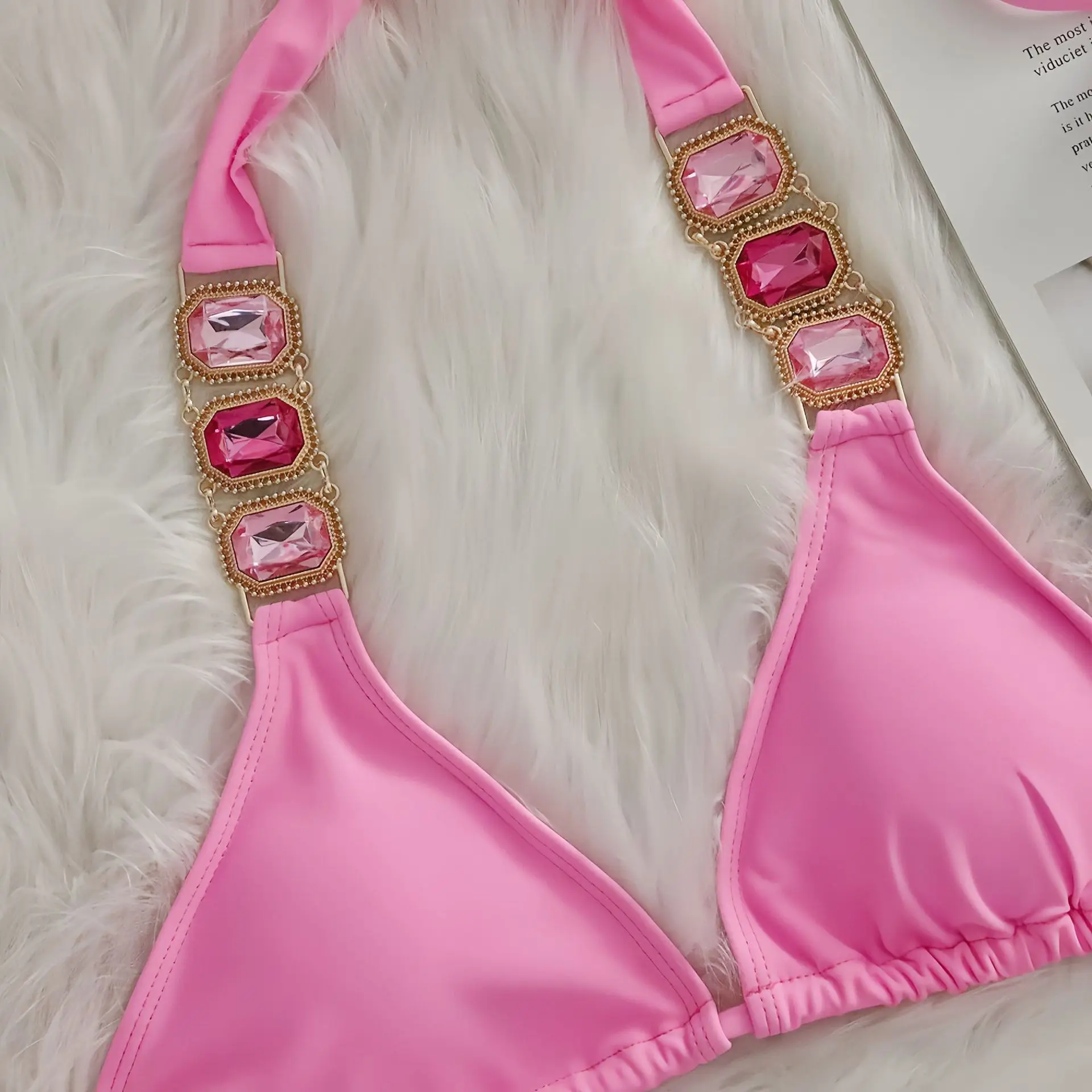 Rhinestone String Bikini - Womens Sexy 2 Piece Swimsuit for Beach Vacation