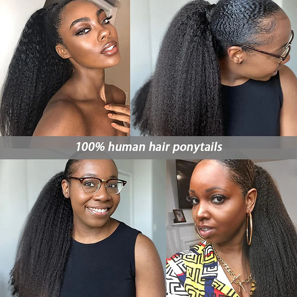 Kinky Straight Wrap Around Ponytail Human Hair 100g Brazilian Pony Tail Remy Hair Clip In Ponytail Extensions For Women human hair extensions