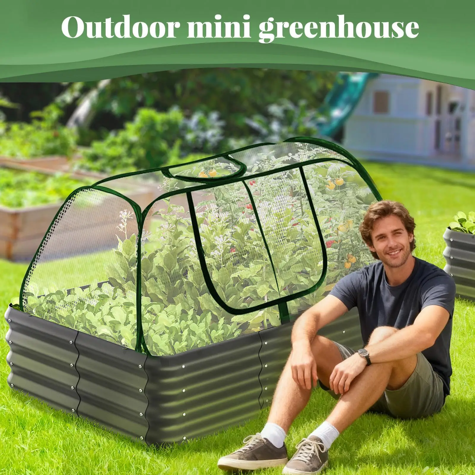 Greenhouse Portable Protector with Door PVC UV Resistant Flower Accelerator Tents for Vegetable Fruits Seedling Flower Gardening