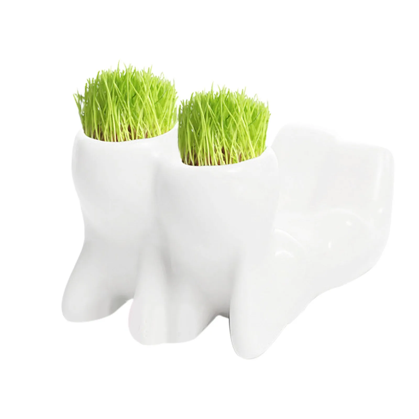 Mini Bonsai Head Grass Hair White Ceramic Plant Garden,Tree Doll Grass Pot Party Wedding Decor Hogar Jardin Spedizione Veloce