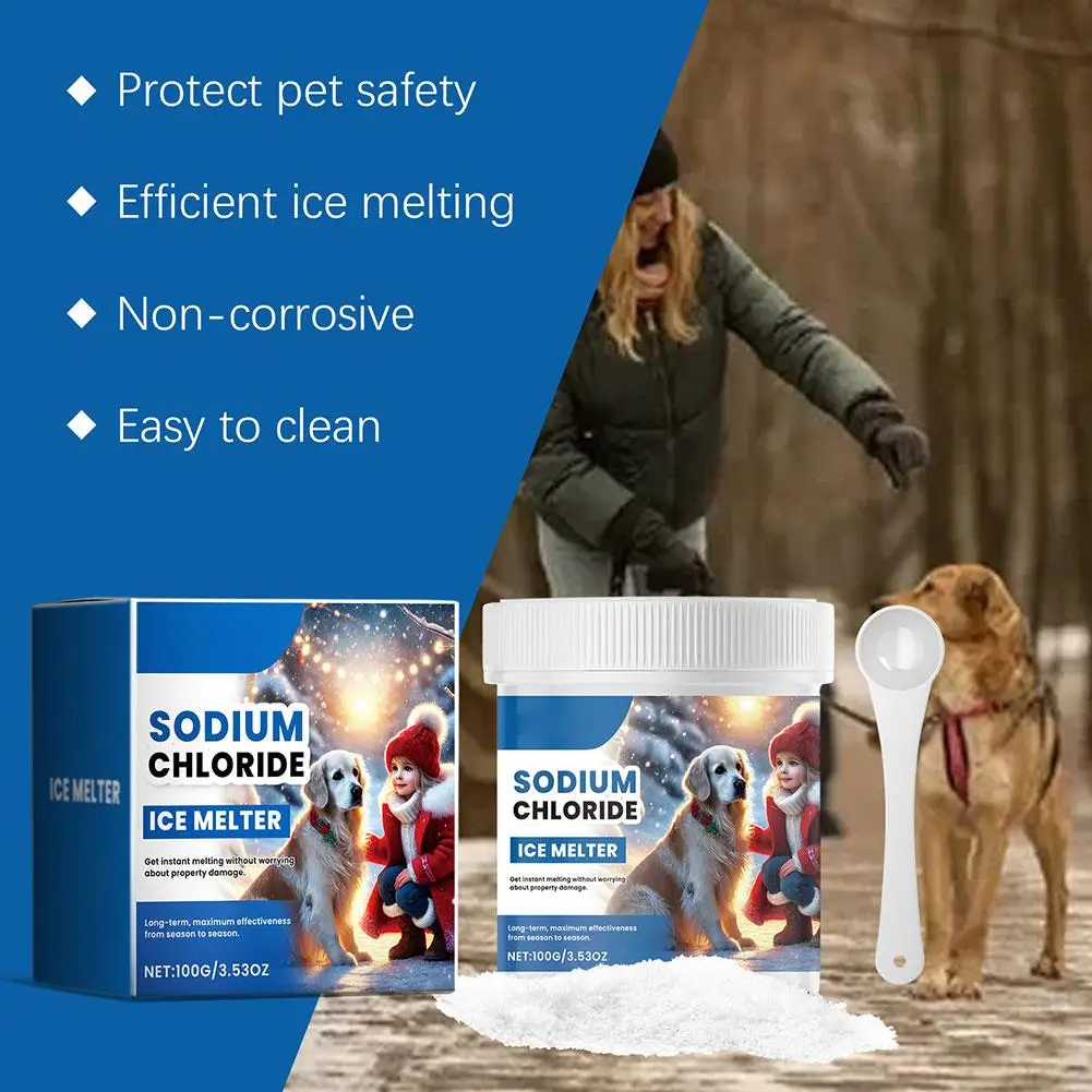 100G Pet-friendly Ice Melt Efficient Ice Melting Long-lasting Warmth Multi-functional Safe Use Pet Melt