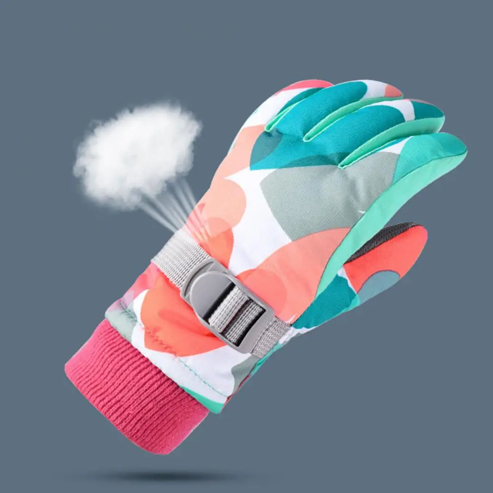 Guantes de esquí para niños, manoplas impermeables, cálidas, estampadas, para exteriores