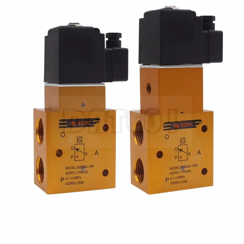 Duas Posições Válvula Solenóide Três-way Válvula de Sopro Sg23jd 15p 15p2 ac 220v dc 24v 2.4mpa de Alta Pressã o de