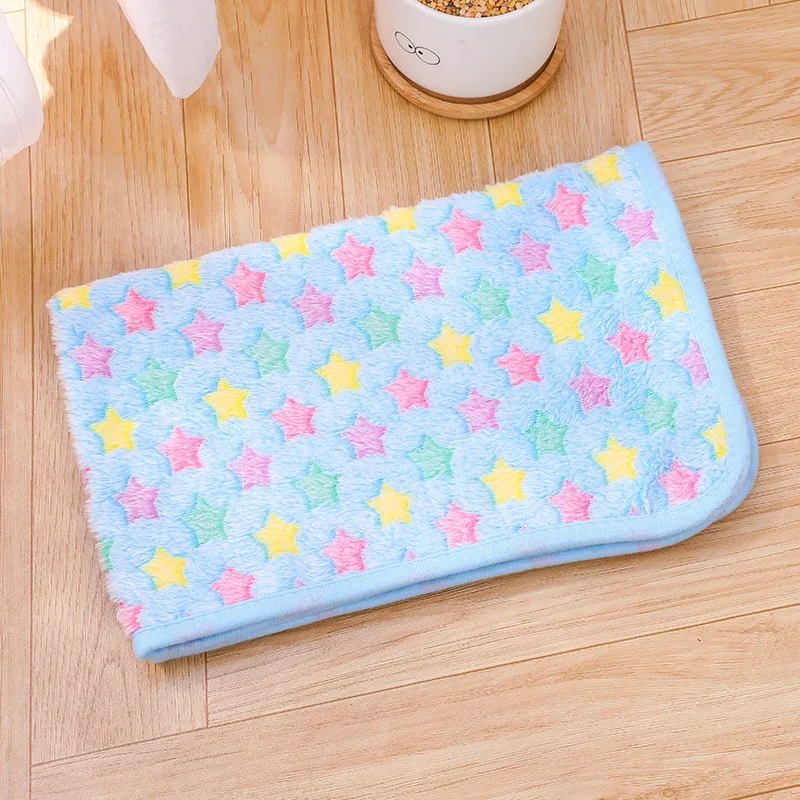 Pet Blanket Paw Print Flannel Thickened Warm Pet Dog Kennel Cat Dog Mat