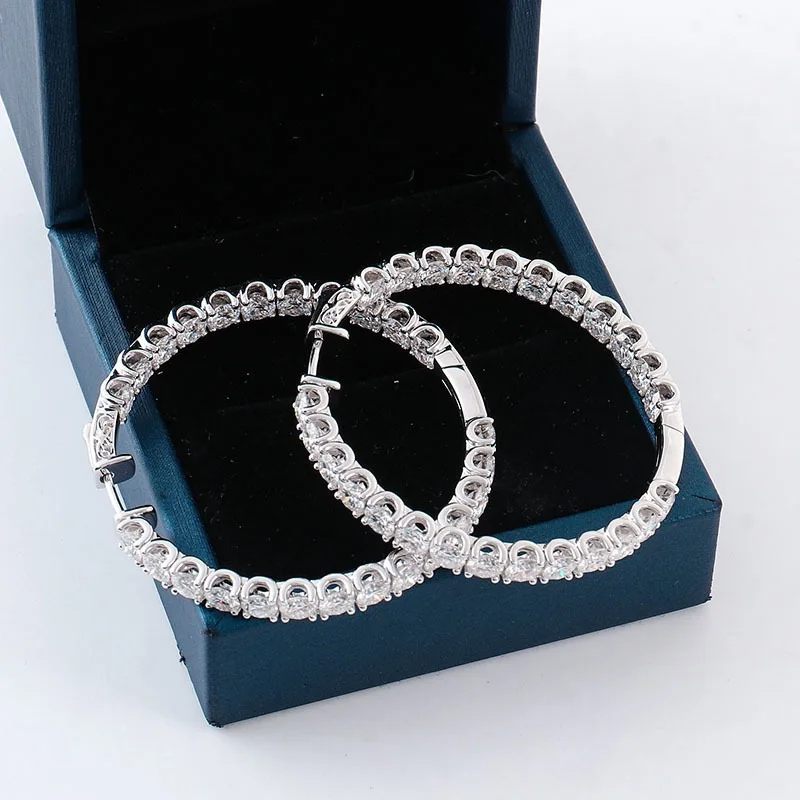 10K 14K 18K Oro 5.6Ct Orecchini A Cerchio Moissanite Per Le Donne Real D Color Vvs1 2.5Mm Lab Diamond Huggie Loop Orecchini Pass Tester