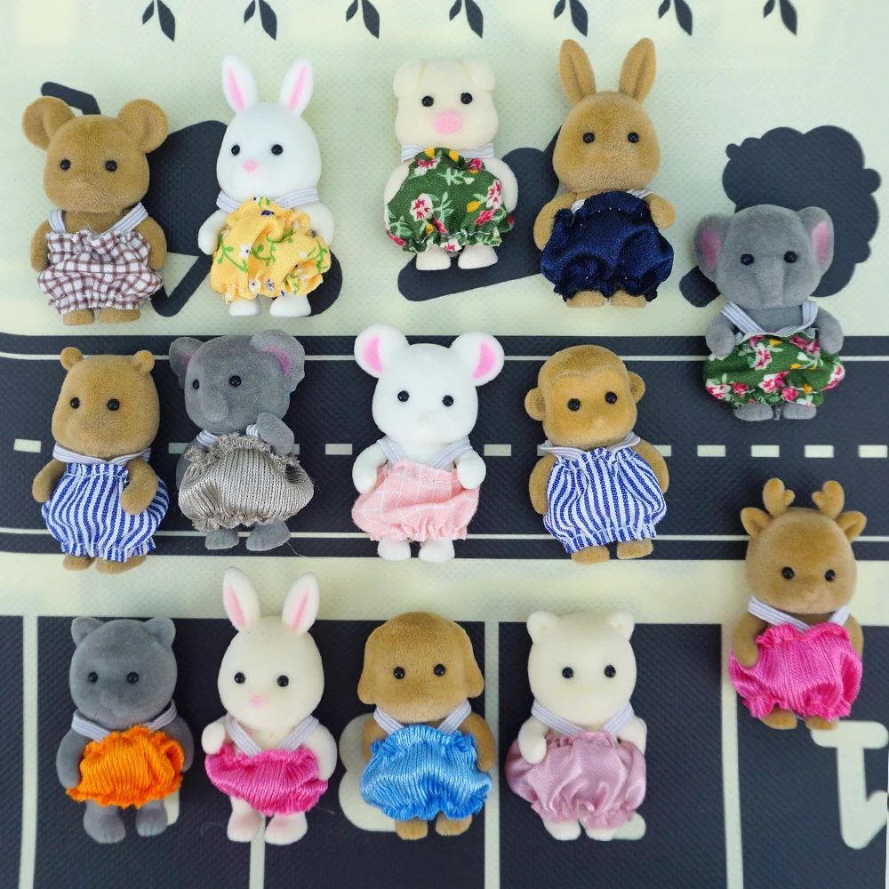 Easter Bunny 10-18Pcs Forest Family Miniture Animals Doll Toy Simulation 1:12 Reindeer Panda Figure Girl Dollhouse Birthday Gift 4
