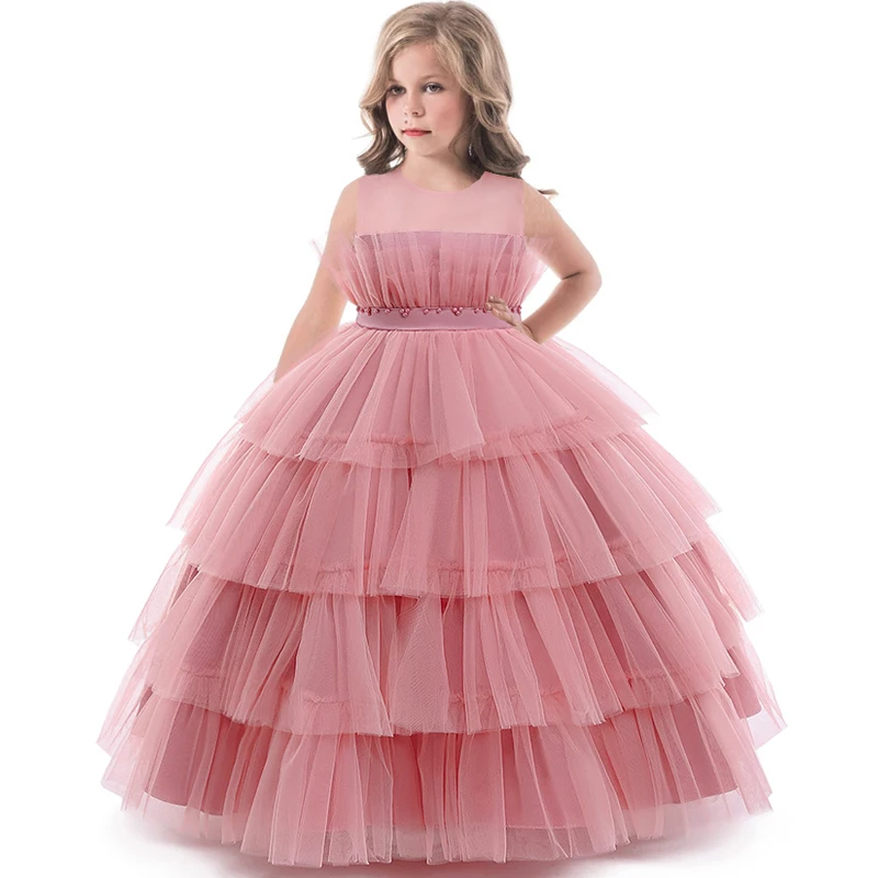 Summer White Bridesmaid Girl Party Dress Wedding Dress Kids Dresses For Girls Children Costumes Princess 10 12 Years