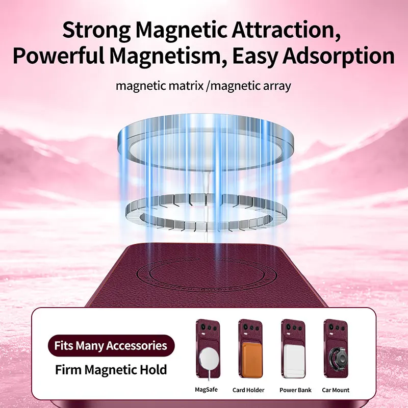 Luxury PU Leather Pattern Magnetic Wireless Charging Case