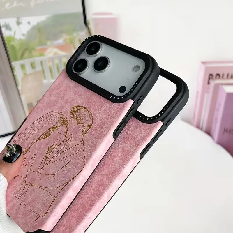 Personalized Custom Photo Sketch Laser Carving Leopard Print Faux Leather thumbnail 6