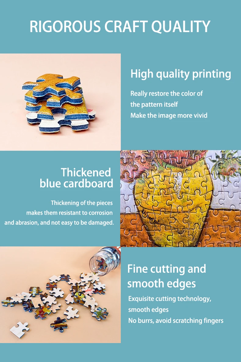 150 stücke Puzzle Reagenzglas van Gogh Sonnenblume Japan die große Welle von Kanagawa berühmten Ölgemälde Puzzle Weihnachts geschenk – Detail 2