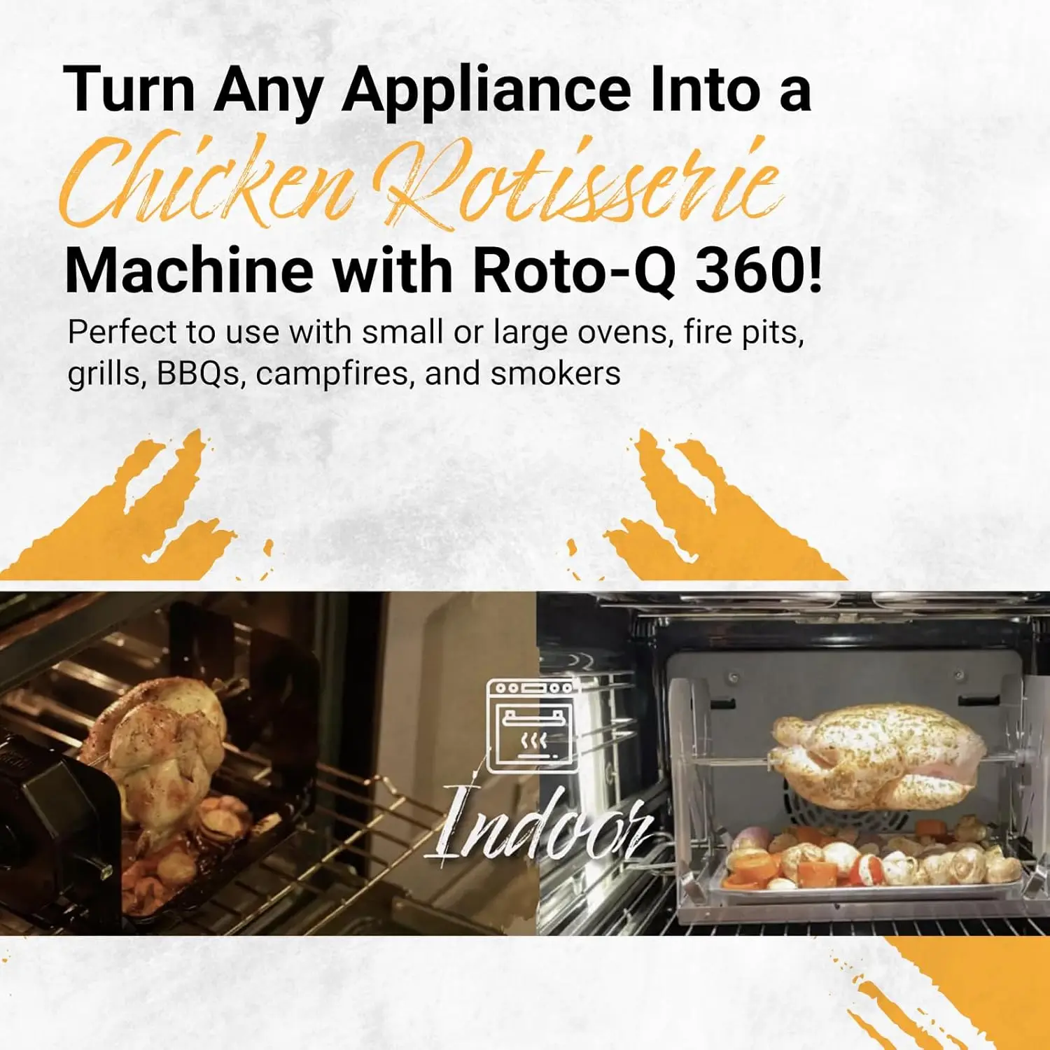 Rotisserie Kit for Grills, Ovens, Smokers - Stainless Steel - Non-Electric Spit Roaster - Gas/Charcoal BBQ 5