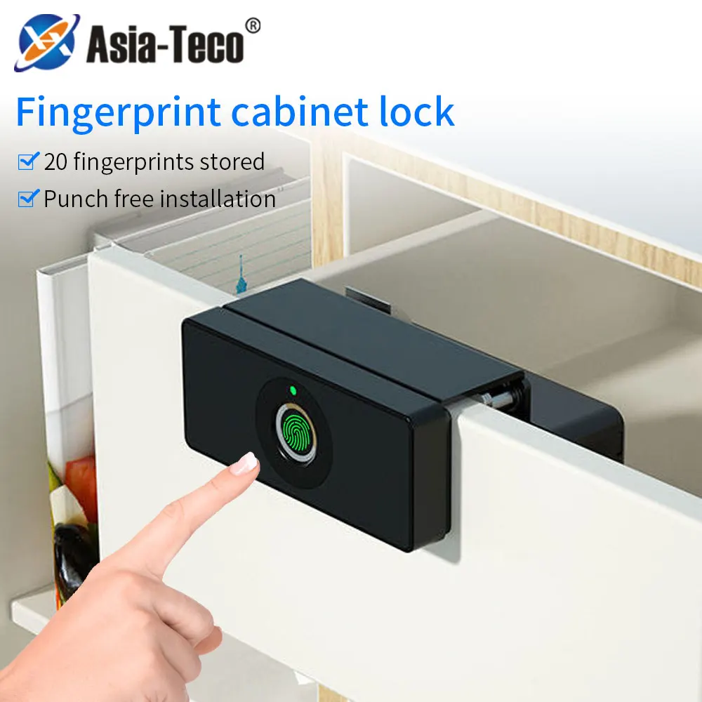 

Smart Electronic Fingerprint Drawer Cabinet Lock Keyless Unlock Anti-Theft Child Safety File Locks Siamese Locker No Drilling