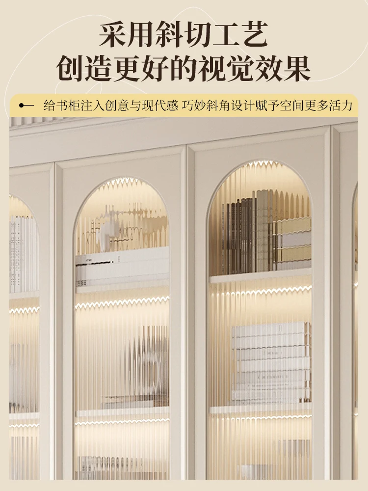 

Living Room Study Combined Bookcase Display Cabinet Integrated Wall Glass Door Bookshelf Storage Cabinet