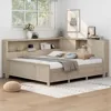 Full Size Daybed, Wood Full Daybed Frame with Storage Shelves and 3 Drawers, Antique White Milk 3