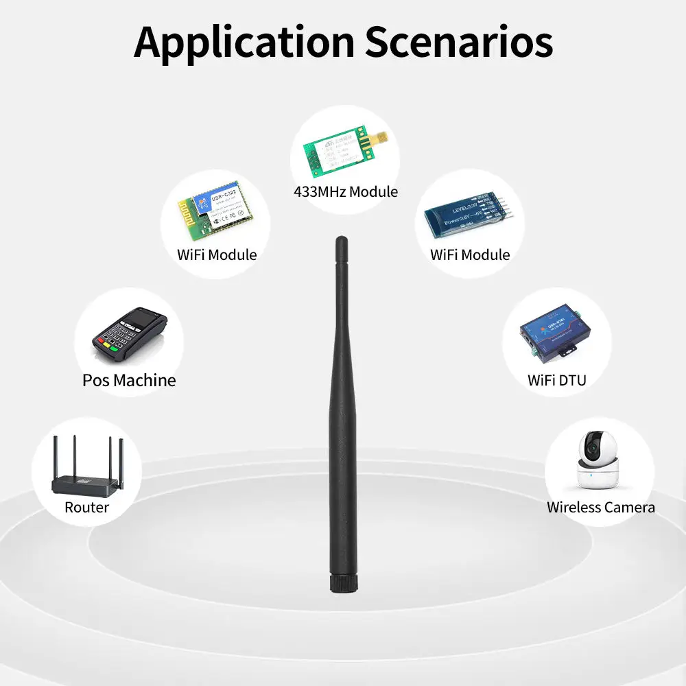 2PCS 2.4G 5.8G Omnidirectional Rubber Rod Antenna Collapsible WiFi Bluetooth Aer