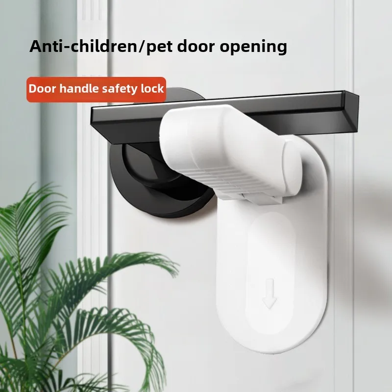 Door Lever Lock Universal Anti-open Handle Child Baby Safety Locks Punch-free Multifunction Hidden Button Buckle Safety Lock